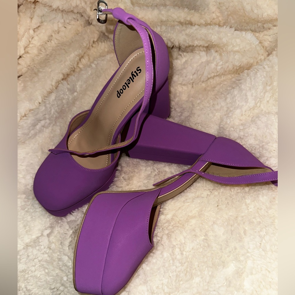 Styleloop, size 9, purple chunky heels
